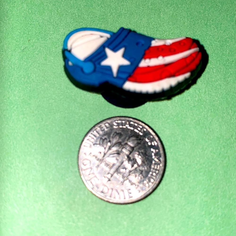 (10 for $15) USA American Patriotic Shoes sandals Flag Crocs Shoe Charms
